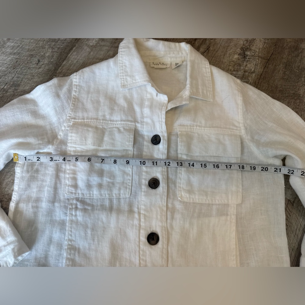 Nicole Miller 100% Linen White Button-Up Jacket, Like New - Picture 7 of 11